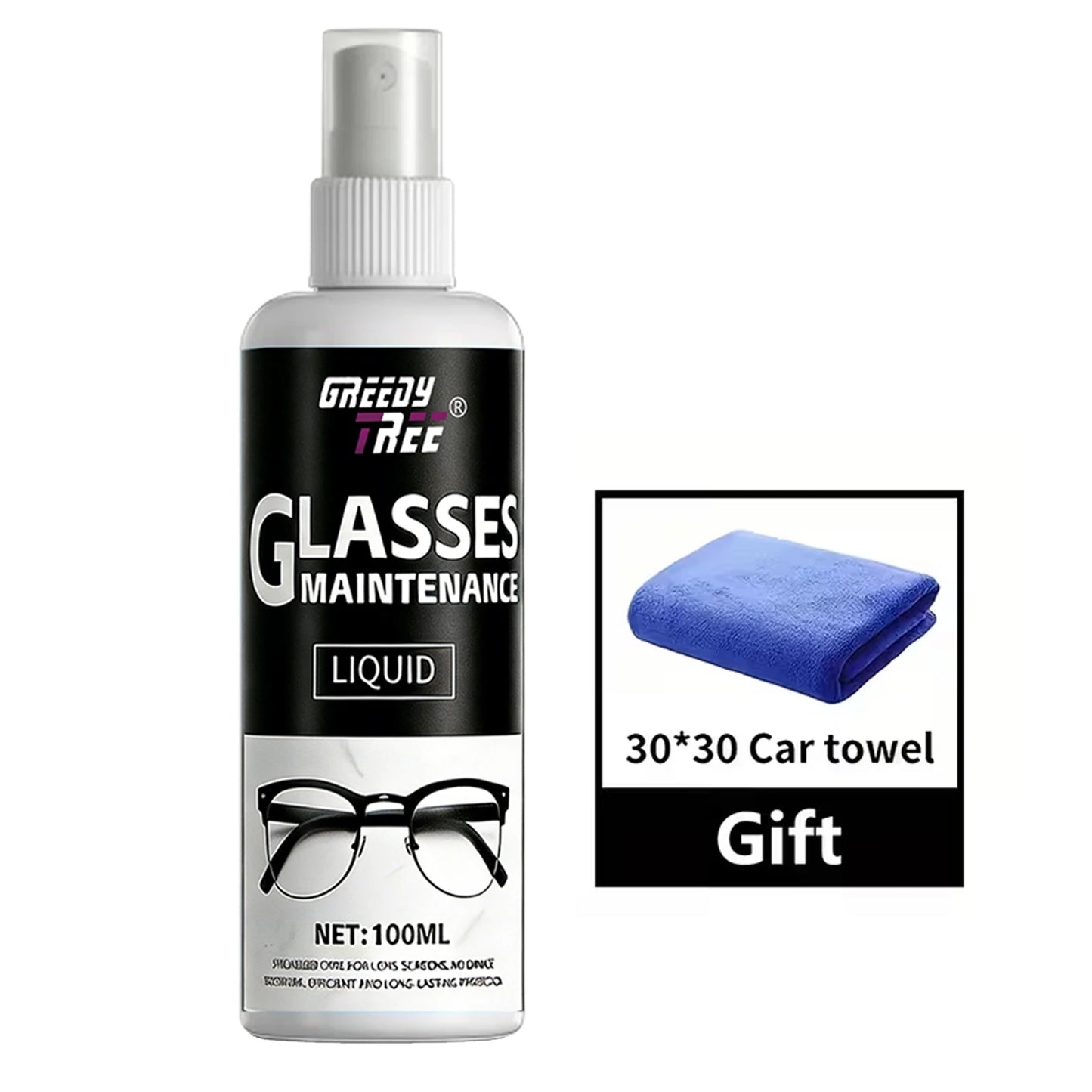Glasses Cleaner spray- Lens cleaning liquid with free Microfiber Towel